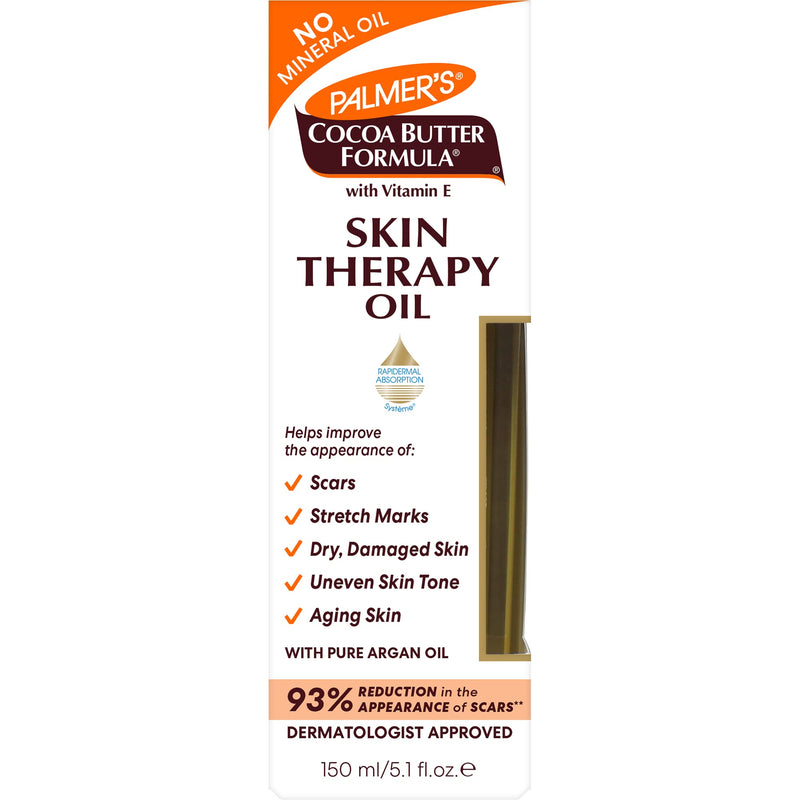 Palmer's Cocoa Butter Formula Skin Therapy Moisturizing Body Oil with Vitamin E & Pure Argan Oil, Deep Body Moisturizer for Dry, Damaged Skin, Scars or Stretch Marks, 5.1 Fl Oz (Pack of 3) - BeesActive Australia