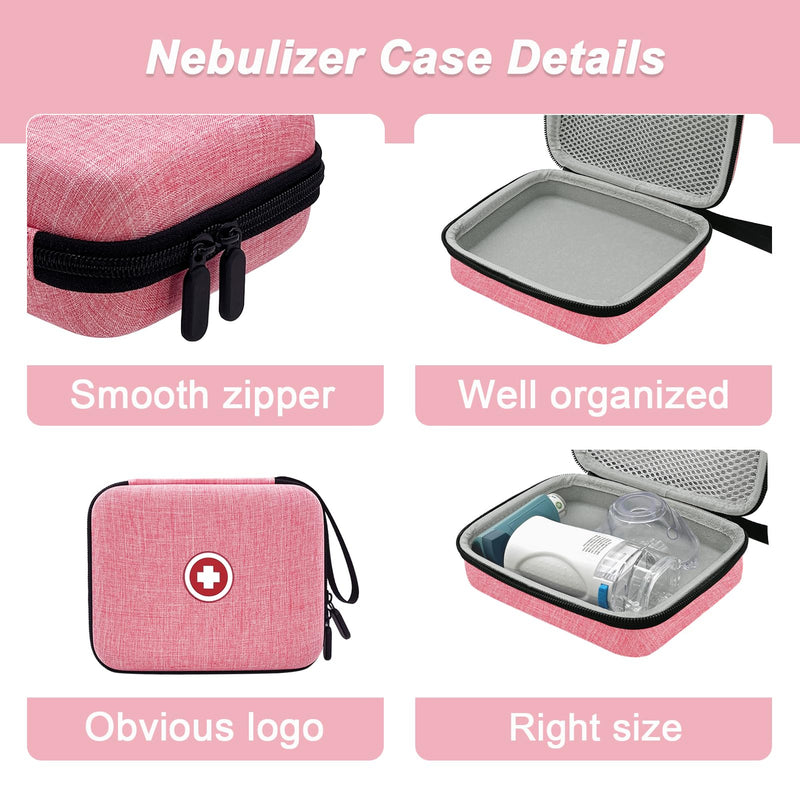 Carrying Case for Portable Nebulizer, Travel Medical Bag, Hard Emergency Medical Bag for Inhaler Spacer Case for Adults(Bag Only) (Pink) - BeesActive Australia