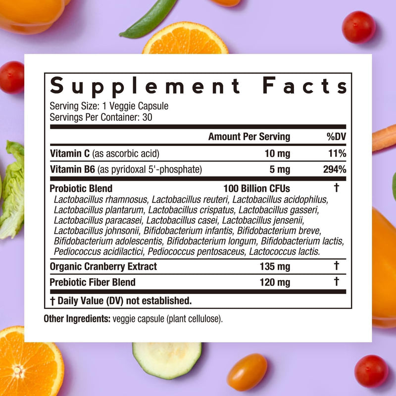 Doctor's Recipes Probiotics for Women, 100 Billion CFU, 18 Probiotic Strains, Prebiotics, Cranberry, P-5-P & VC, Vaginal, Digestive & Immune Support, Shelf-Stable, 30 Vegan Caps