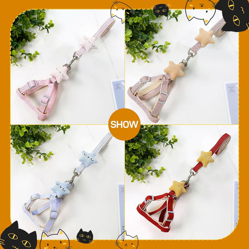 Cat Harness and Leash Set Escape Proof for Small Large Cats, Adjustable Cat Harnesses & Leashes for Walking, Lightweight Kitten Harness for Kittens D-Pink-S - BeesActive Australia