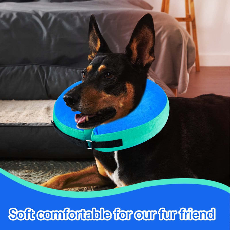 FWLWTWSS Inflatable Neck Brace Dog & Neck Brace Cat, Protective Dog Collar with Adjustable Velcro Fastener, Dog Collar Leak Protection for Recovery After Surgery or Wounds for Dogs (Blue L) Blue [Neck: 30.5 cm - 45.7 cm] L - BeesActive Australia