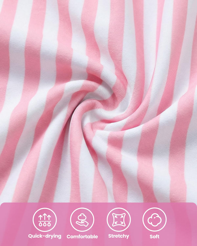 DivingBirds Toddler Girls Floatie Swimsuit, Sleeveless One Piece Float Suit for Baby Girls Pool Beach, 1-6Y Pink Stripes 1-2T