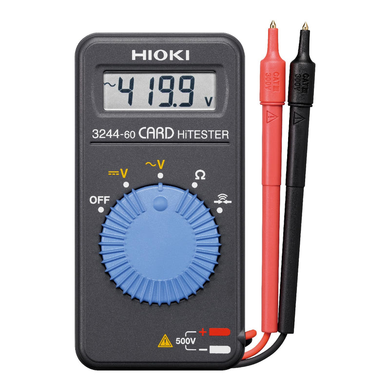 Hioki 3244-60 Card HiTester and Digital Multimeter, 41.99 Megaohms Resistance, 500V AC/DC Voltage - BeesActive Australia