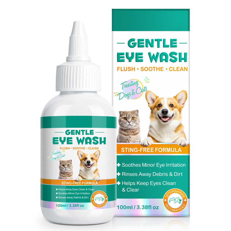 ISUNRISE Dog and Cat Eye Wash & Tear Stain Cleaner, Eye Drops for Dog and Cat Eye Infection Treatment to Soothe Irritation, Relieve Dry Eyes Pink Eyes, Safe & Gentle for All Animals, 3.38 fl oz