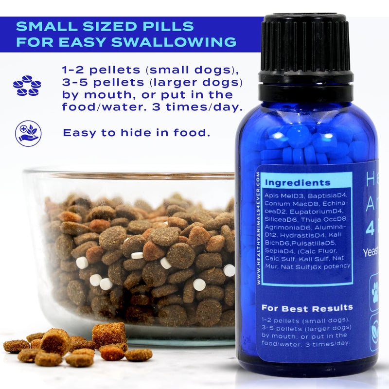 HealthyAnimals4Ever All-Natural Yeast Protection for Dogs - Effective Homeopathic Support for Yeast Infections - Preventive Care for Skin and Ear Health - 300 Dog Yeast Defense Tablets - PawsPlanet Australia
