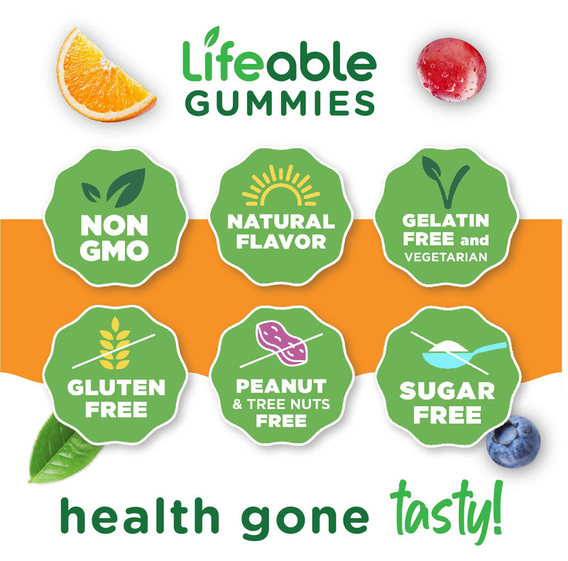 Lifeable Sugar Free Vitamin D 5000 IU - Great Tasting Natural Flavor Gummy Supplement - Gluten Free Vegetarian GMO-Free Chewable - for Immune Support and Bone Health - for Adults - 90 Gummies 90 Count (Pack of 1)