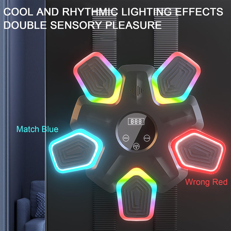 Music Punching Machine with Boxing Gloves, Music Punching Machine for Adults and Kid, Wall Mounted Colorful LED Boxing Music Workout Machine for Home and Gym, 17 Inch - BeesActive Australia