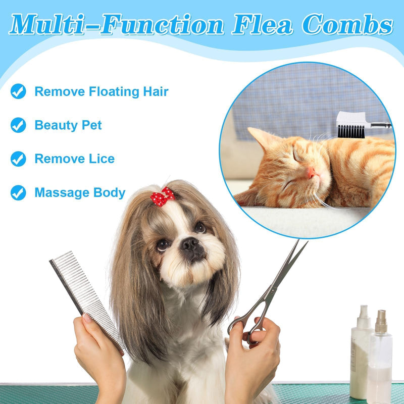 6 Pieces Dog Eye Combs Tear Stain Removal Combs Pets Grooming Combs Kit Flea Comb for Small Dogs Removing Knots Crust Mucus Blue - BeesActive Australia