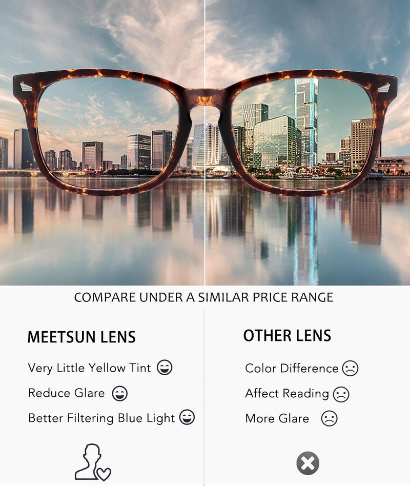 MEETSUN Blue Light Blocking Glasses, Anti Eye Strain Headache (Sleep Better),Computer Reading Glasses UV400 Transparent Lens (Black+Leopard+Tortoise, 53) 3 Pack Black+leopard+tortoise - BeesActive Australia