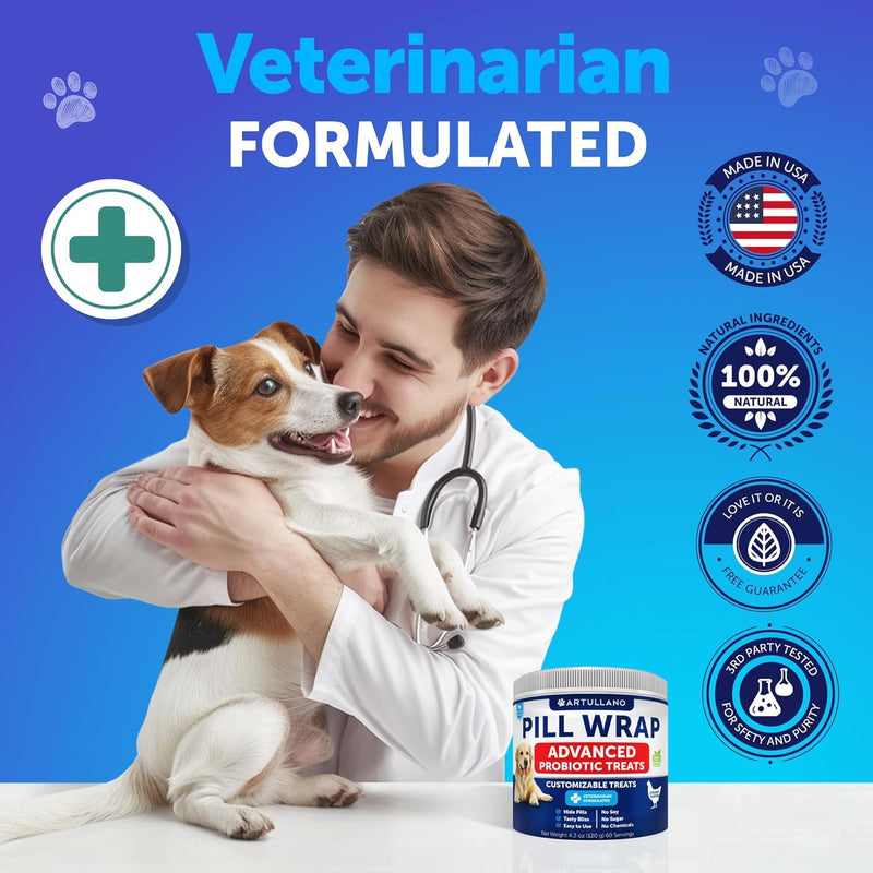 Pill Paste for Dogs - Pill Wrap for Dogs - Wrap a Pill for Dogs - Pill Wrap Masker Treats for All Breeds & Ages - Soft Dog Treats to Hide Pills, Capsules, Tablets - Chicken Flavor - 60 Servings - BeesActive Australia