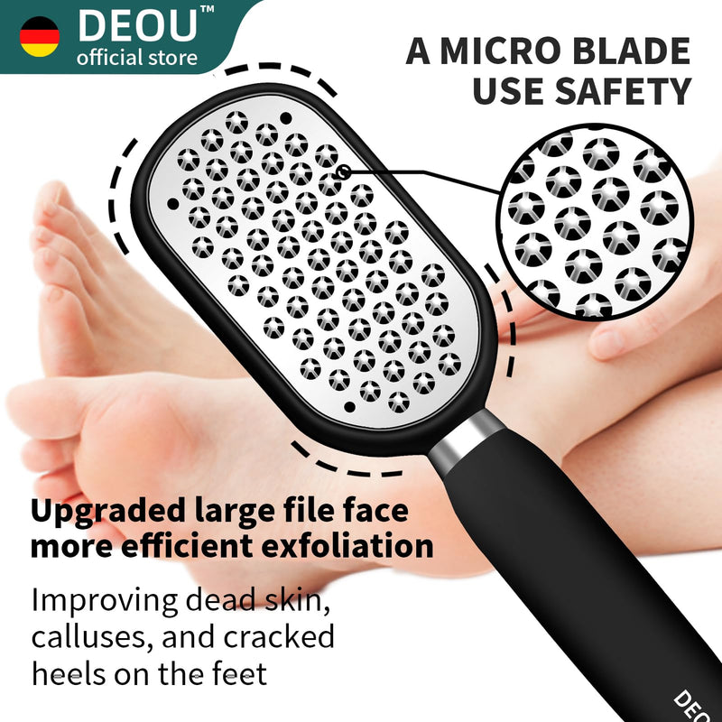 DEOU Metal Foot File SStainless Dead Skin Callus Remover for Dead Skin Professional Secure Foot Scrubber Heel Scraper Cracked Heels Repair Pedicure Tools for feet Black - BeesActive Australia