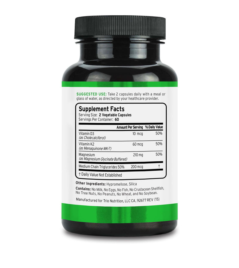Trio Nutrition Magximum Magnesium Glycinate + Vitamin D3, K2 MK-7 & MCT | MagX magnesium for men and women: 4-in-1 advanced formula, 2-month supply for calm, relaxation, recovery & well-rested.* Magnesium Glycinate with Vitamin K2 & Vitamin D3
