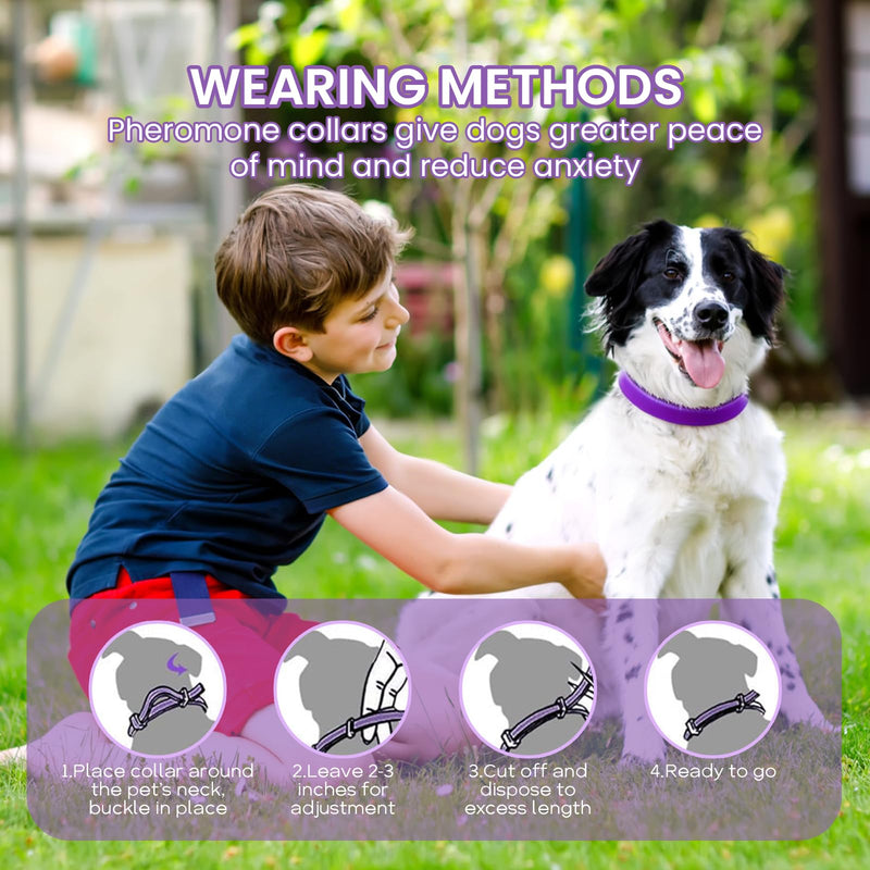Calming Collar for Dogs – 2 Pack Natural Anxiety Relief Collar, Helps Reduce Stress, Barking & Nervous Behaviour, Adjustable Pheromone Dog Calming Collar