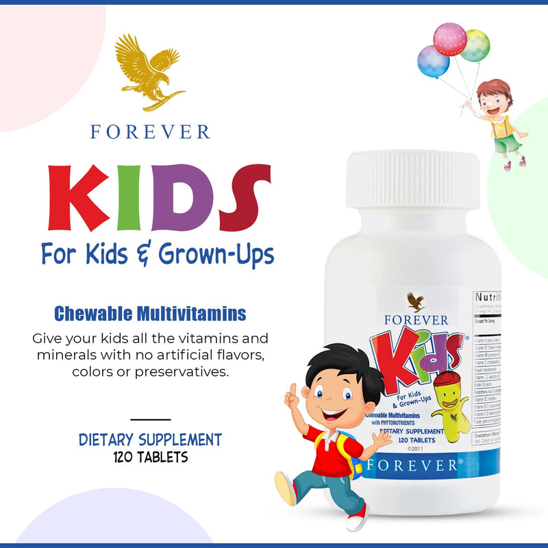 Forever Living - Kids Chewable Multivitamin - 120 Tablets (Pack of 2) | Contains Essential Vitamins, Grape Flavor, No Artificial Flavors, For Daily Children's Supplement Use
