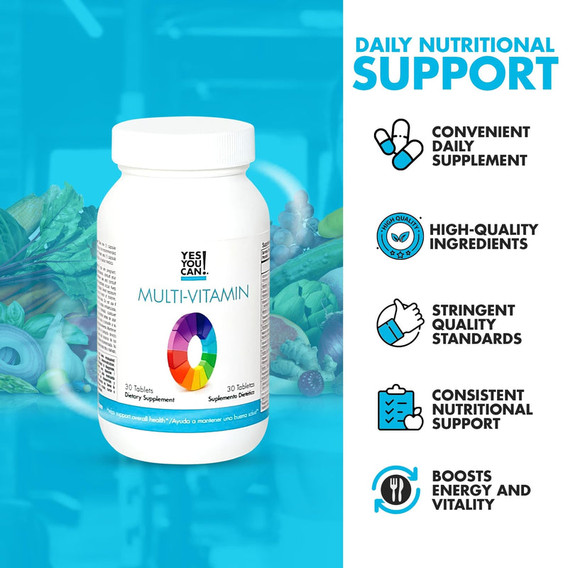 Yes You Can! Daily Multivitamin for Men and Women, 30 Tablets | Rich in vitamins A, B, C & E with antioxidants, supports overall health and well-being 30 Count (Pack of 1)