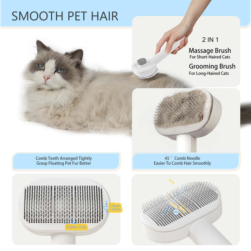 Cat Brush with Air Cushion Massager,Cat Hair Brush Airbag Massage Comb,For Dog/Cat Care Hair Long And Short Hair Brushes,Dog/Cat Hair Brushes Grey - BeesActive Australia