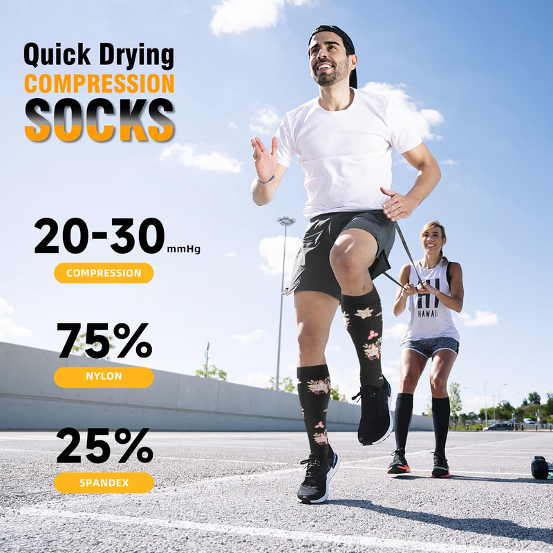bropite Compression Socks for Women &Men Circulation-Support Knee High Socks 20-30 mmhg-Best for Running,Medical,Nurse,Travel Small-Medium A1-19 Assorted 16