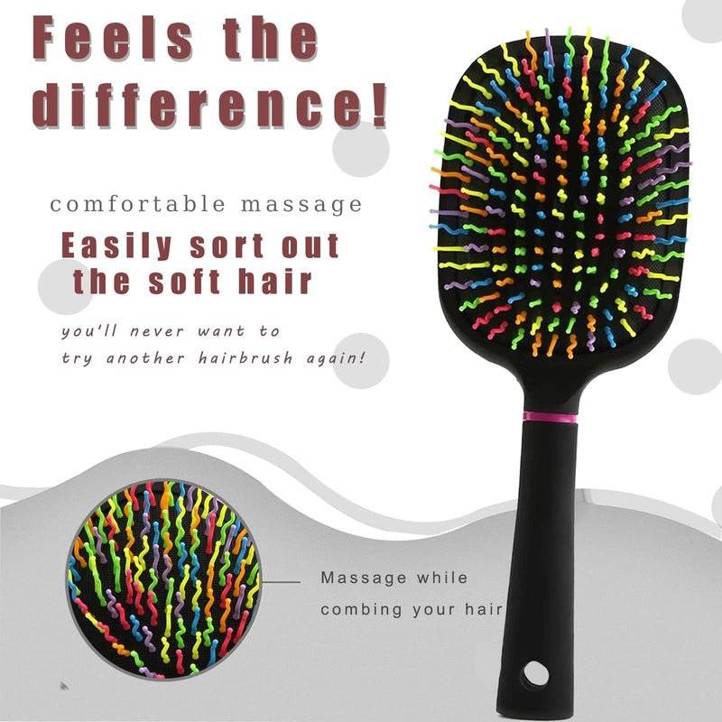 EudoUS 1000RB Rainbow Paddle Mane and Tail Brush Detangler Plastic Forky Comb for Horses