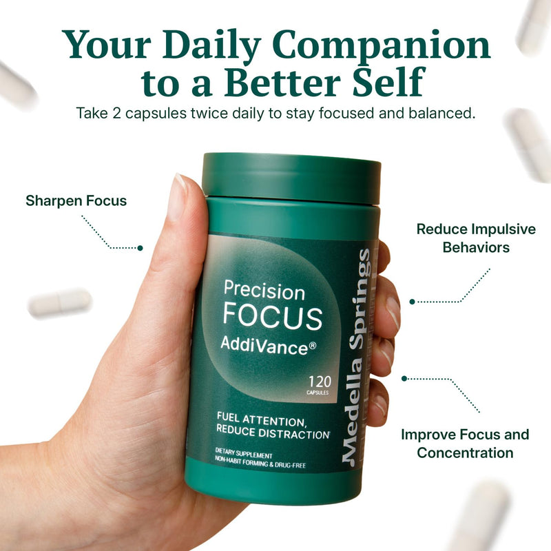 AddiVance – Focus, Concentration and Memory Support (120 Caps) | Magnesium Citrate, Vitamin C & Fish Oil Powder – Non-Habit Forming Mental Supplement – Formulated by Medical Professionals