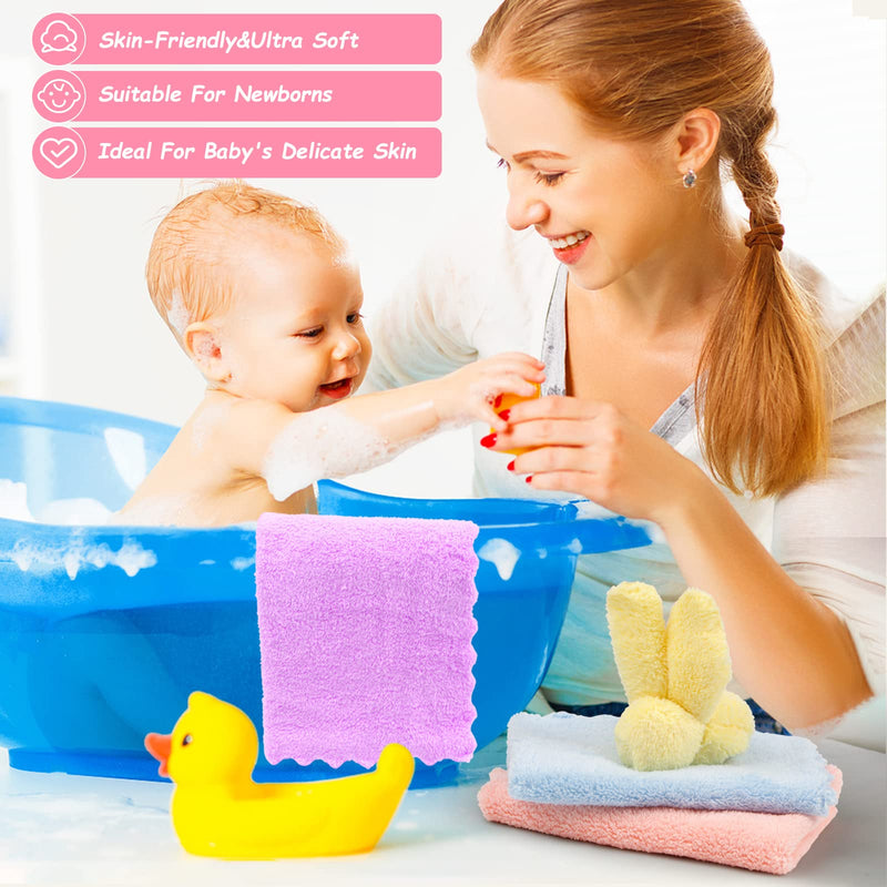 Orighty 24-Pack 7''x9'' Microfiber Coral Fleece Baby Washcloths - Super Soft, Absorbent, Gentle on Newborns, Infants and Toddlers 24 Pack(7x9 inch) - BeesActive Australia