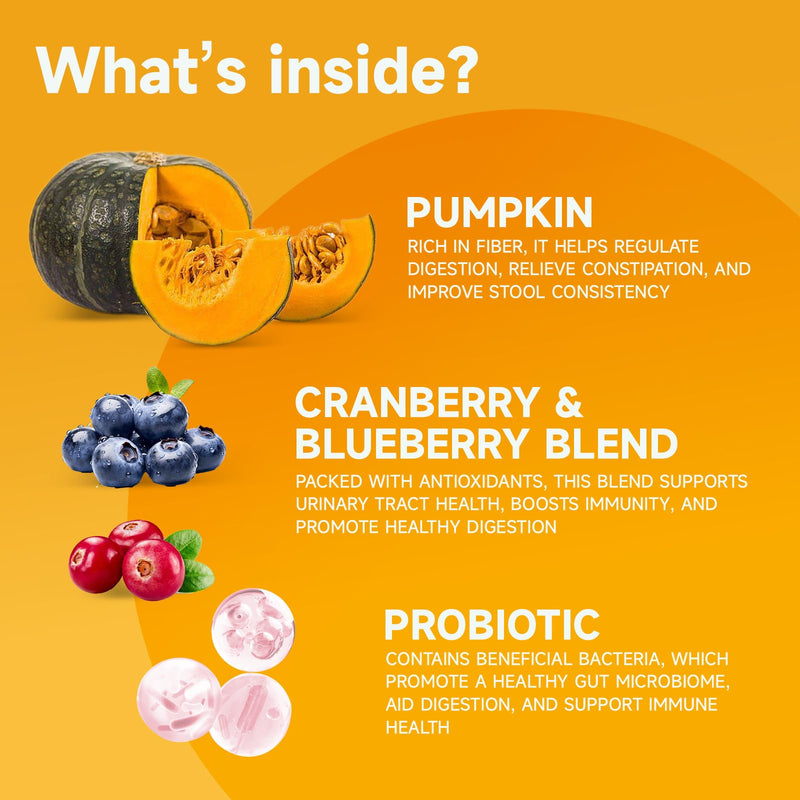 Pumpkin for Dogs Probiotics - Pumpkin Powder for Dogs, Digestion, Gut Health, Constipation Diarrhea Relief - Cranberry, Blueberry, Enzymes, Probiotics for Dogs, Fiber for Dog, 230g