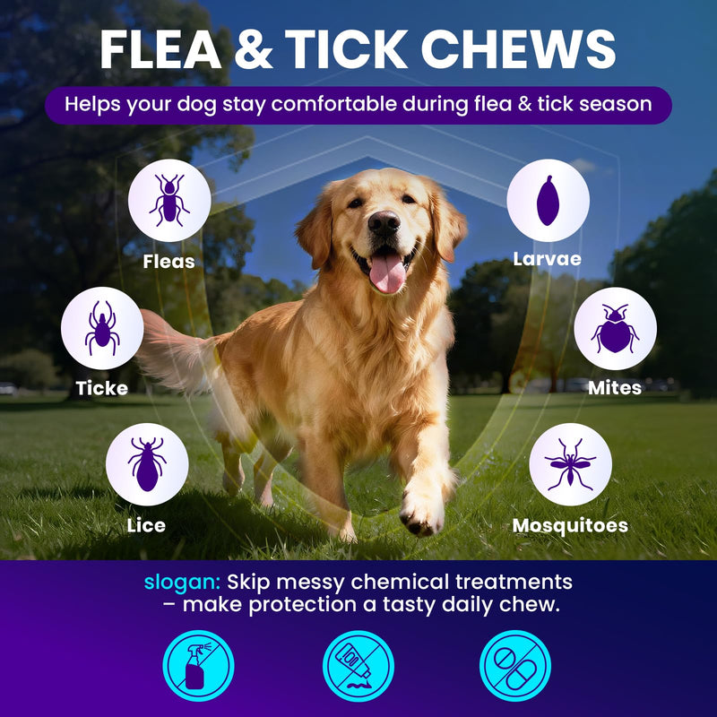 Flea and Tick Support for Dogs Chewable, 300 Soft Chews, Skin & Coat Support, Digestive Support, Chicken Flavor, All Breeds & Sizes 300 Counts