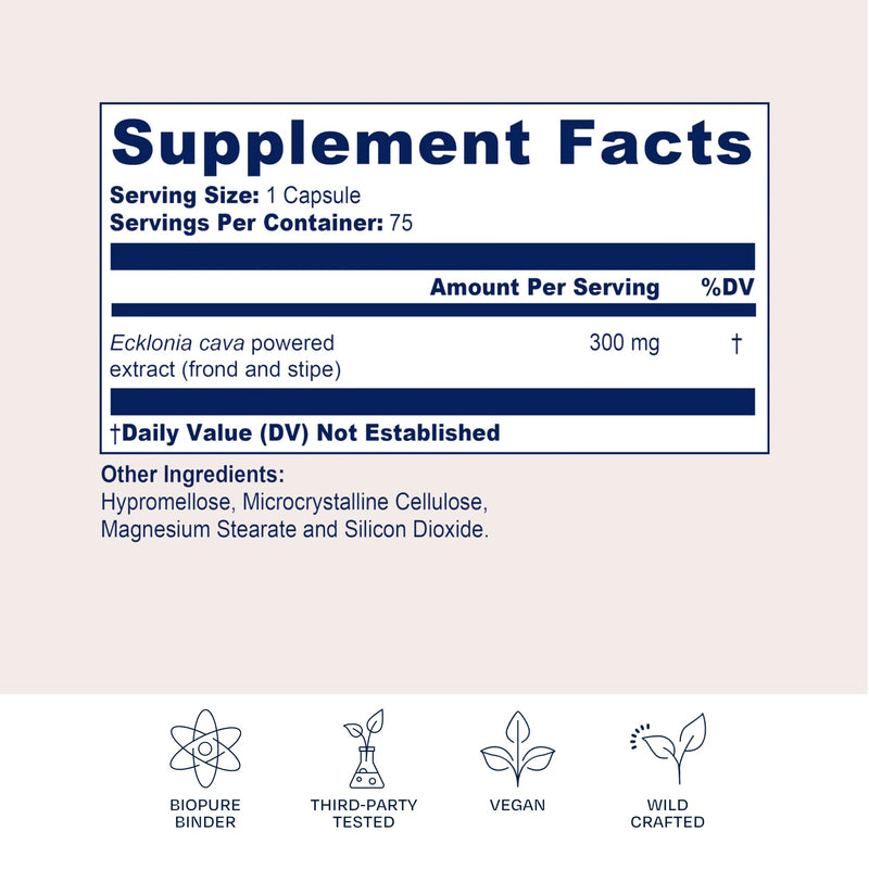 BioPure PC Ecklonia Cava Capsules – Marine Polyphenol Complex from Brown Seaweed, Rich in Phlorotannins, Trace Minerals & Nutrients for Cellular Health, Circulation & Immune Support – 75 Capsules