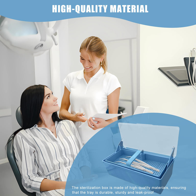 TTKBHHQ-Dental Instrument Sterilization Box, Cold Sterilization Tray Depository for Plastic Instruments for Dentistry, Dental Tools, Tattooing, and Nail Care. (blue) blue - BeesActive Australia