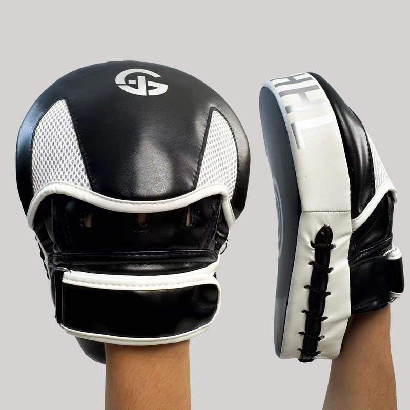 Boxing Pads Curved Punching Focus Mitts Sparring Gear for Boxing,MMA,Muay Thai,Martial Arts Training Equipment，Red/Black,2PCS BLACK