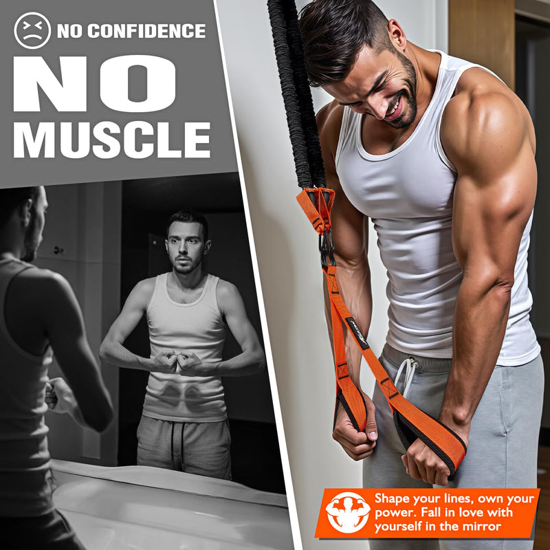HPYGN Resistance Bands Training for Arms, Biceps, Triceps, Back, Abs, Shoulders, Heavy Duty Exercise Bands with Handles, Door Anchor, Home Gym Workout Equipment for Tricep Pushdowns, Face Pulls Orange 135LBS - BeesActive Australia