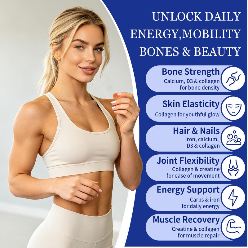 Creatine for Women, Creatine Monohydrate Gummies with Collagen, Calcium, Vitamin D3 for Booty, Energy & Strength, Watermelon Flavor, 100 Count
