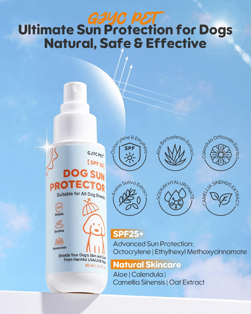 Dog Sun Protector - 3-in-1 Sunscreen Spray丨Shields, Soothes & Moisturizes - Quick Dry, Water-Resistant, Transparent丨Outdoor Essential for Dogs