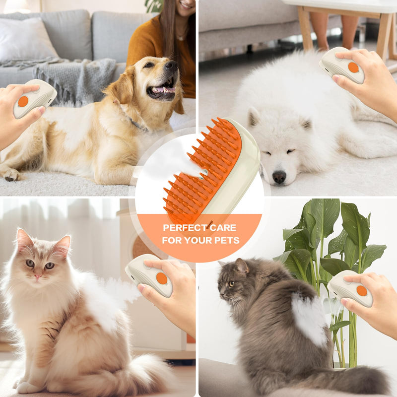 Cat brush with steam, 3-in-1 steam brush cat Steamy Brush cat steam brush for cats with spray cat brush with water cat steam brush grooming brush for cats and dogs for hair removal - BeesActive Australia