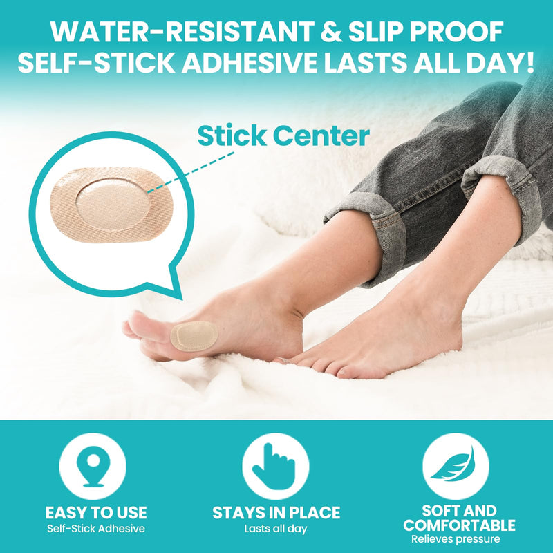 Bunion Pain Relief Pads to Wear with Shoes - 54 ct Bunion Cushion - Moleskin Protect Feet for Men and Women - Water-Resistant Self-Stick Adhesive (Multi-Size) 54 Count ( Multi-size)