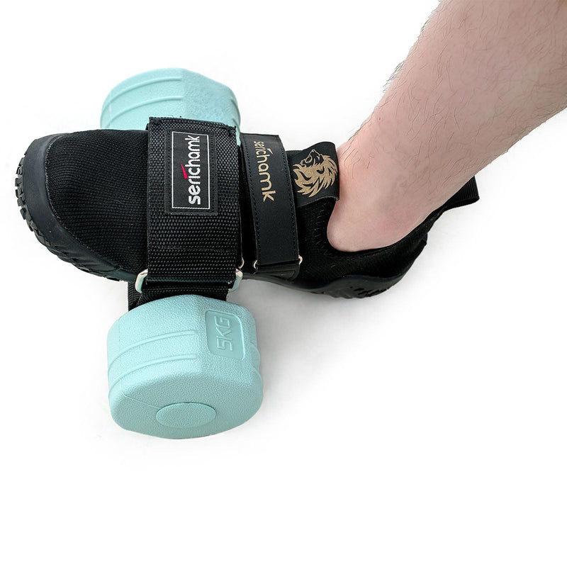 Feet Dumbbell Attachment, Tibialis Trainer Ankle Straps for Feet Weight Lifting Shin Splint, Hamstring Curls, Leg Curl Attachment at Home Gym Equipment Black-2pcs - BeesActive Australia