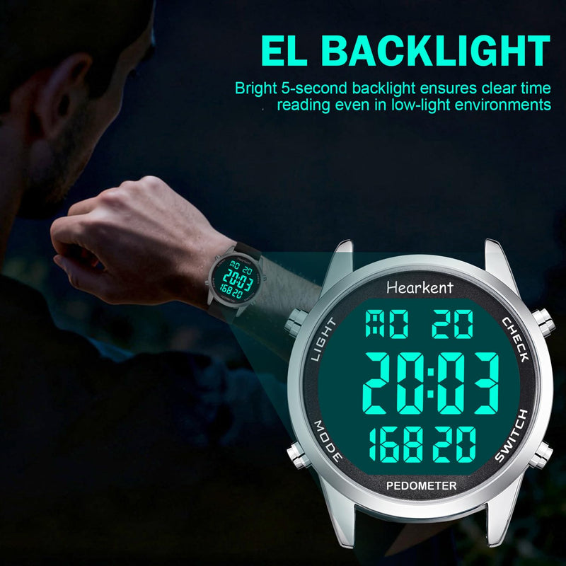 Pedometer Watch for Walking for Senior No App Required with Steps Calories Counter and LCD Large Numbers Black - BeesActive Australia