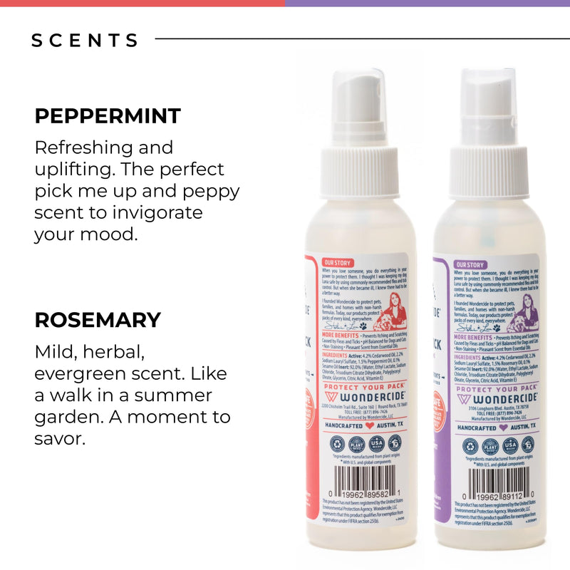 Wondercide - Flea Tick Spray for Dogs, Cats, and Home - with Natural Essential Oils - 4 oz - Peppermint & Rosemary 2-Pack - BeesActive Australia