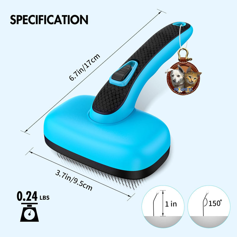 Dog Self Cleaning Slicker Brush for Shedding, Ideal for Short Long Haired Dogs, Including Cat. Removes Loose Fur, Undercoat, Mats, Tangled Hair. Suit for Small Medium Large Animal, Blue - BeesActive Australia
