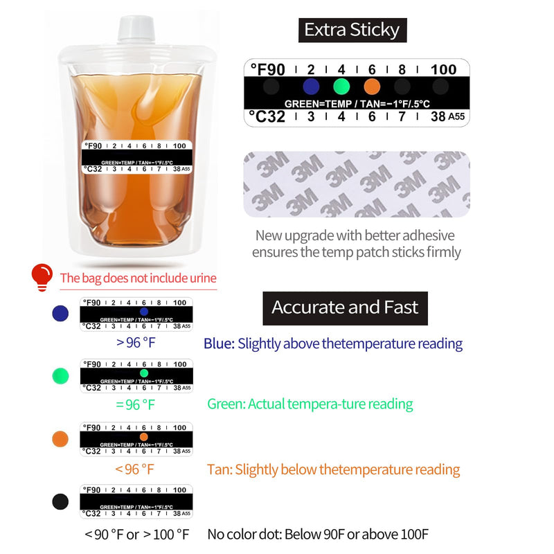 15 Pcs Urine Test Complete Kit Includes 3 Transparent Leakproof Bags,10 Adhesive Temperature Test Strips,59" Adjustable Leg Straps,Filling Funnel,Portable Travel Urine Test Bag - BeesActive Australia