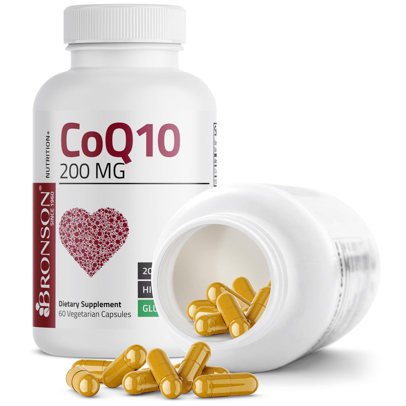 Bronson CoQ10 200 mg (Ubiquinone), High Potency, 60 Vegetarian Capsules | Cellular Energy Production, Powerful Antioxidant & Healthy Heart Function Support 60 Count (Pack of 1)