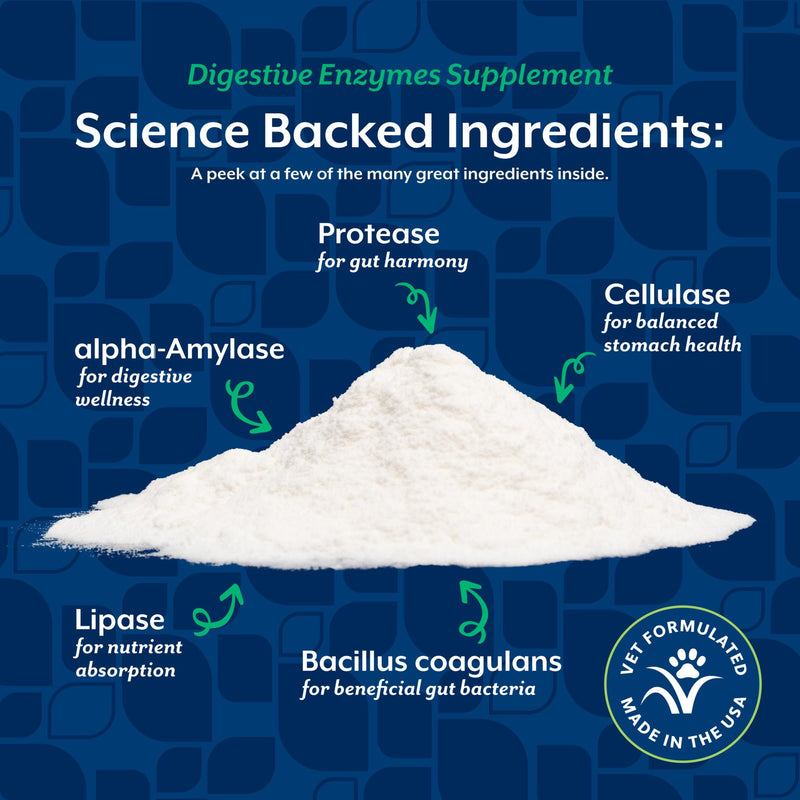NaturVet – Digestive Enzymes for Dogs - Plus Probiotics & Prebiotics | Helps Support Diet Change & A Healthy Digestive Tract | for Dogs & Cats | 4 oz Powder 4 Ounce