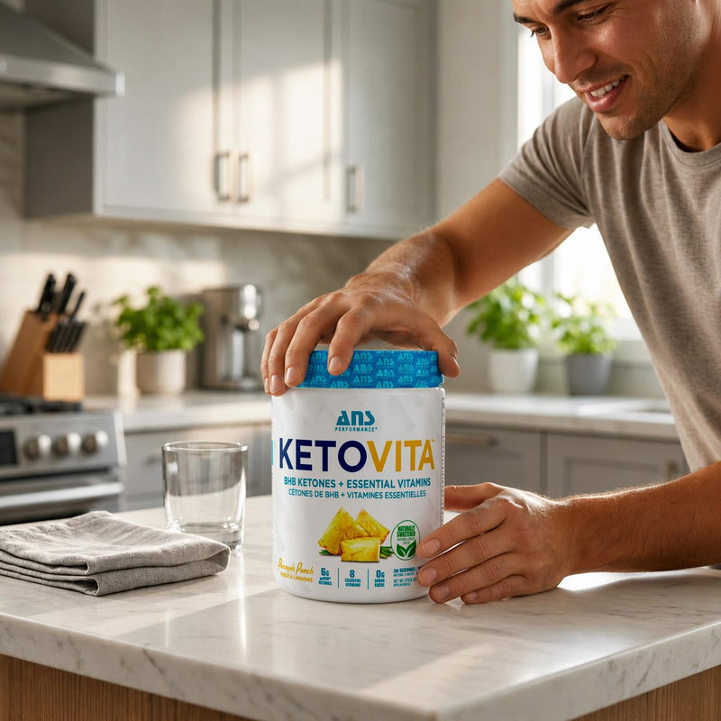 ANS Performance Ketovita BHB Ketones + Essential Daily Vitamins, 232g (30) Servings (Pineapple Punch)