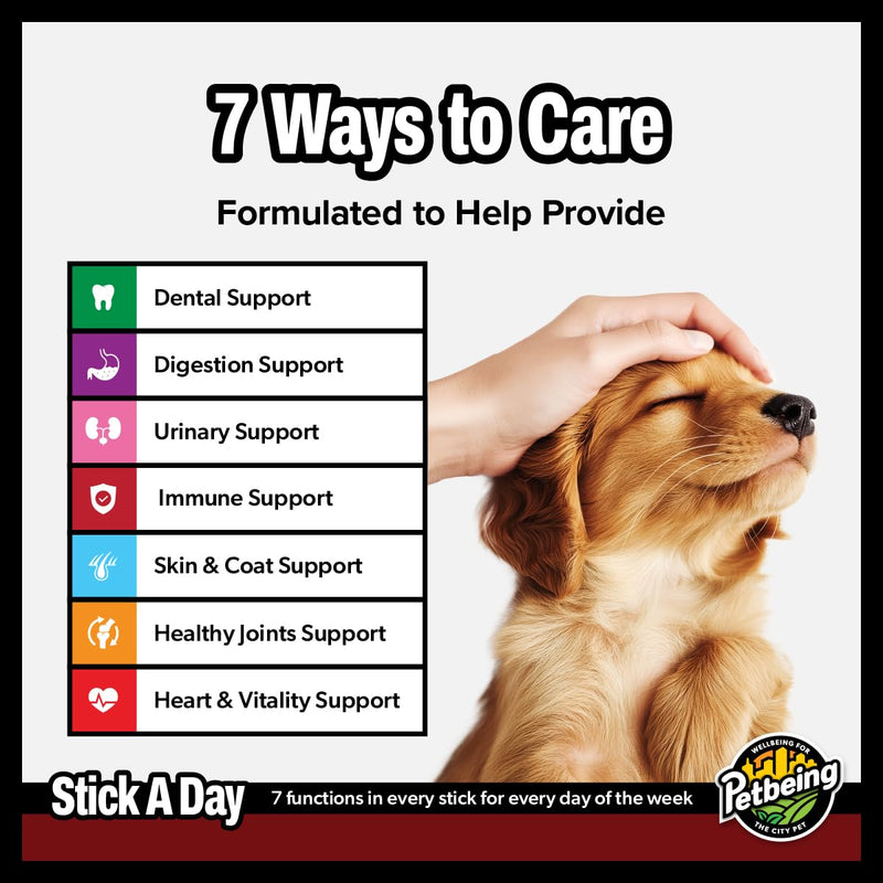 Stick a Day | Specially Formulated 7-in-1 Functions Daily Real Meat Supplement for Dogs | Dog Chew Stick & Pet Vitamins Supplements Combination (7-Pack x 4, Beef) 1 Count (Pack of 28) - PawsPlanet Australia