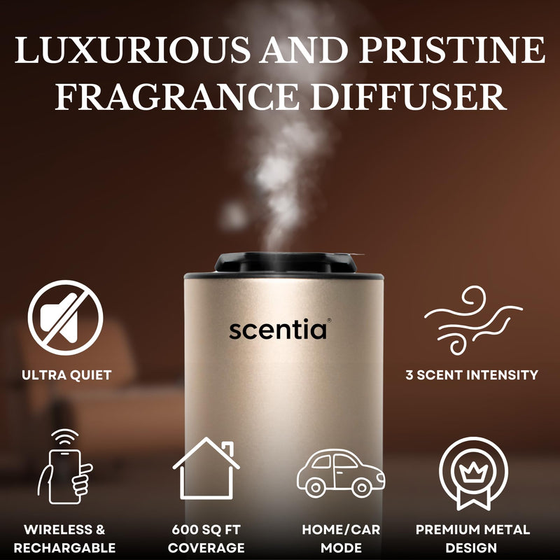 Scentia Mini Diffuser + Smart Car Freshener – Waterless Nebulizer Aromatherapy Essential Oil Diffuser, Rechargeable Dual-Mode Car/Home, Auto Shut-Off & LED Lights – Teen Girl & Valentine Gift Scentia Mini Pod Gold - BeesActive Australia