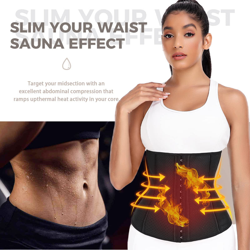 YADIFEN Corset Waist Trainer for Women, Latex Waist Cincher Workout Body Shaper Breathable Girdle Sport Belt Black-breathable Latex With 4 Row of Hooks 3X-Large