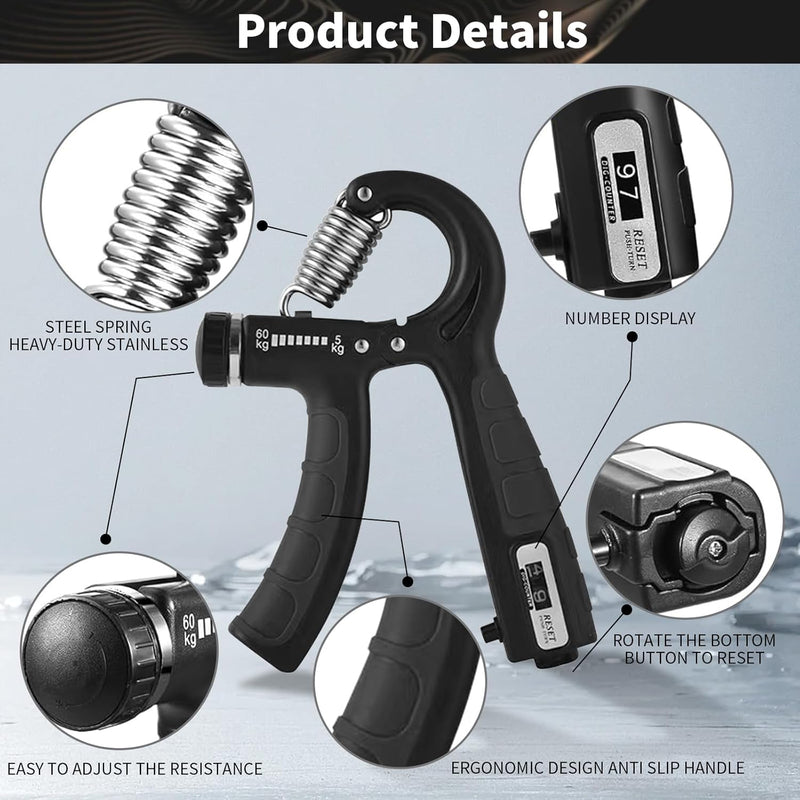 KDG Hand Grip Strengthener 2 Pack Adjustable Resistance 10-130 lbs Forearm Exerciser，Grip Strength Trainer for Muscle Building and Injury Recovery for Athletes - BeesActive Australia