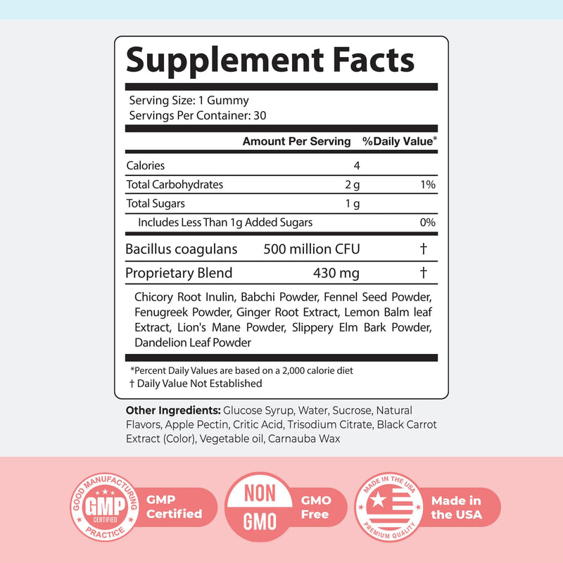 PrimeBiome Gummies – Inulin, Lion's Mane & Ginger – 30 Ct, 3 Month Supply | Prebiotic Inulin, Lion's Mane & Ginger | Non-GMO, No Stimulants, GMP Certified | Chewable daily gummy 30 Count (Pack of 3)