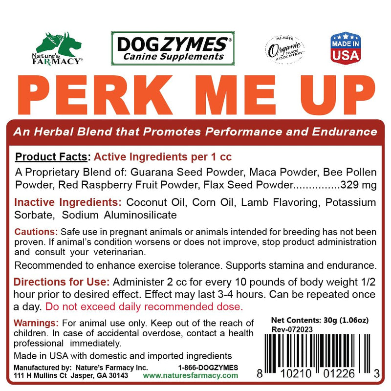 Nature's Farmacy Canine Perk Me Up Paste - Recommended to Enhance Exercise Tolerance - Supports Stamina and Endurance