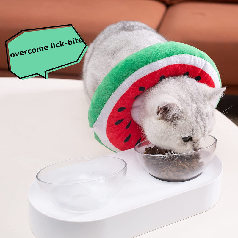 crazy bean Postoperative Protective Collar for Cats Soft Adjustable Safe and Comfortable Cute Elizabethan Kitten Collar Watermelon - BeesActive Australia