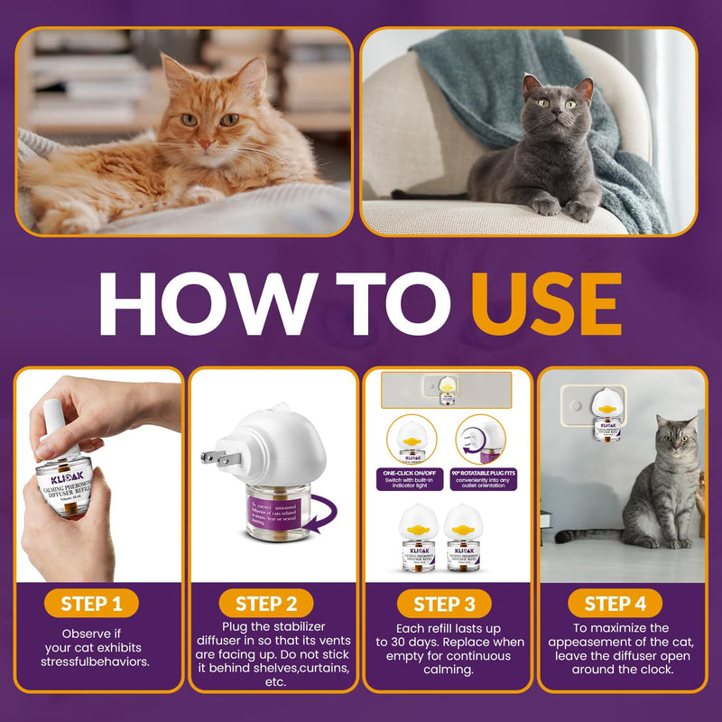 Cat Calming Diffuser 5 Pack Includes 2 Diffusers Machines & 3 Refills Pheromone Plug-In for Cats Reduce Anxiety Aggression Stress Scratching & Spraying Long Lasting Calming Diffuser Kit for All Cats
